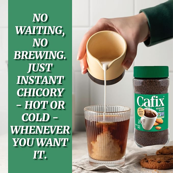 Cafix All Natural Instant Chicory Coffee Alternative Great-Tasting Rich and Bold Zero Caffeine - 7.05oz Jar (Pack of 4)