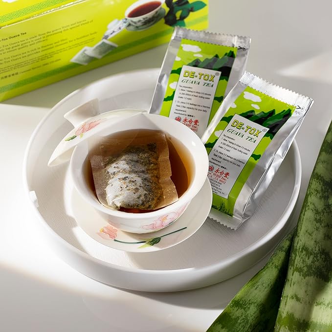 Wing Hop Fung De-Tox Guava Tea Fresh Sealed Premium Natural Guava Fruit and Leaves Individually Wrapped 90+4 Tea Bags