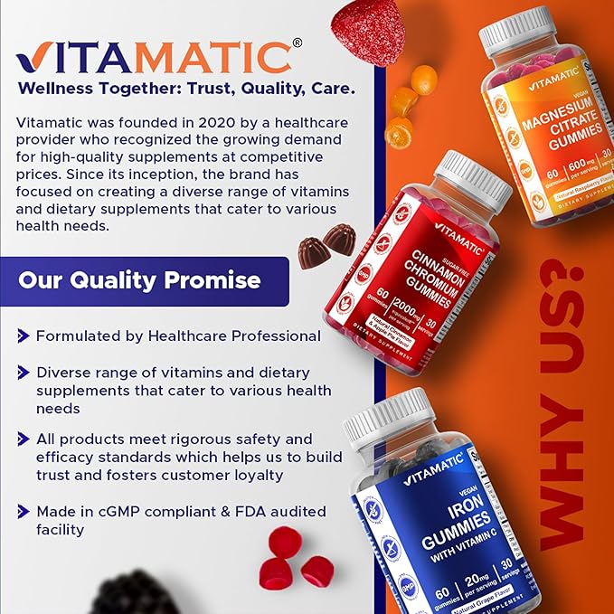 Vitamatic Sugar Free Melatonin 60 mg - 60 Vegetarian Gummies - Non-Habit Forming Supplement (Pack of 2)