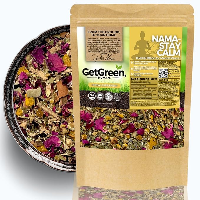 Relax and Calm Down Loose Leaf Tea w/ Ashwagandha Chamomile Lemon Balm | Organic Herbal Tea | 2 oz (57 gram) | Decaf Vegan Healthy ZERO Caffeine Organic Herbs No Natural or Artificial Flavors