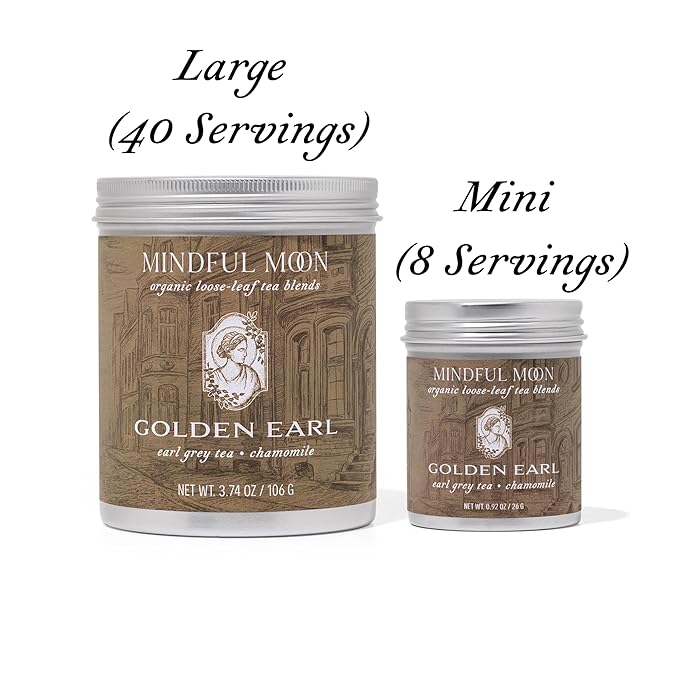 Golden Earl Herbal Tea by Mindful Moon – Earl Grey Blend with Chamomile &amp Natural Citrus Flavor – Caffeinated Loose Leaf Tea (Large)