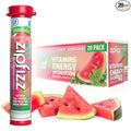 Zipfizz Daily Energy Drink Powder Watermelon 20 Pack | 3-in-1 Sustained Energy Rapid Hydration and Essential Vitamins | Sugar-Free | Electrolyte Powder | Contains Vitamin B-12 &amp Antioxidants