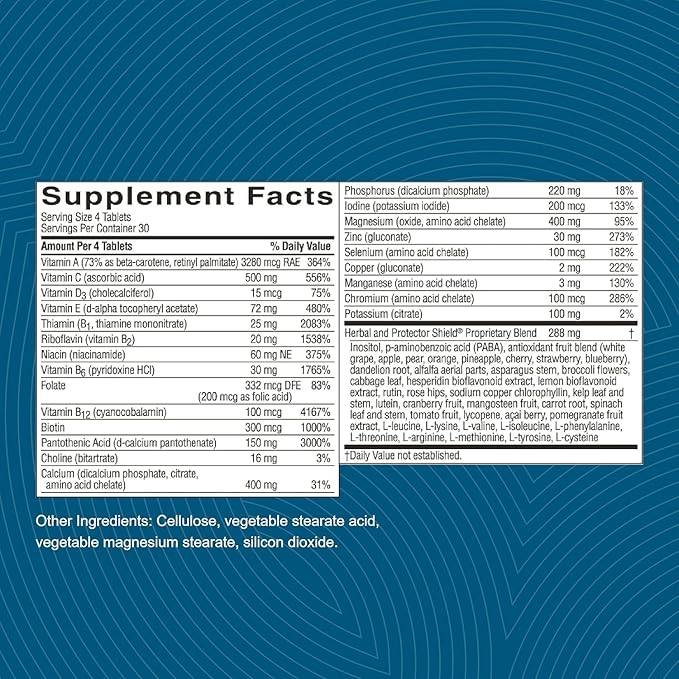 Nature's Sunshine Super Supplemental w/o Iron: Complete Multivitamin with Minerals Antioxidants &amp More for Overall Health Immune &amp Energy Support. 120 Tabs
