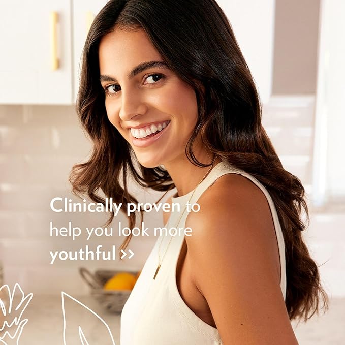 Nu Skin Beauty Focus Collagen+ | Marine Collagen Liquid Supplement with Lutein &amp Wheat Lipids | Supports Skin Hydration Elasticity &amp Smooth Appearance | 30 Pouches | Peach