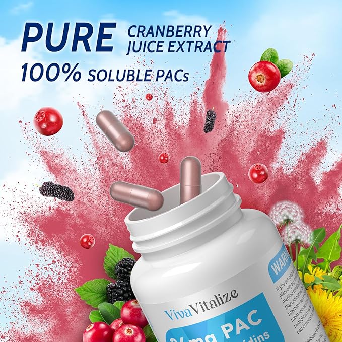 5 in 1 Cranberry Supplement for Women 36mg PAC 100% Soluble D-mannose Dandelion Herb Mulberry Uva Ursi Leaf Natural Urinary Tract Health Support Cranberry Pills UTIs Prevention 90 Caps