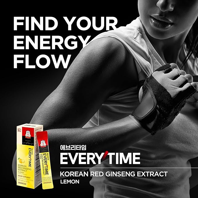JUNG KWAN JANG Everytime Korean Red Ginseng Extract Stick 1050mg &amp Lemon - Vegan Ginseng Root Energy Drink Liquid Stick Supplements - Builds Stamina &amp Immunity No Caffeine Non-GMO (30 Sticks
