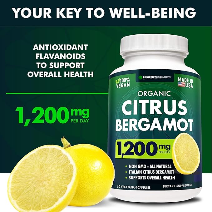 Citrus Bergamot Supplement – 150:1 Extract 1200mg per Serving 80% Polyphenols Italian Sourced 60 Count 1 Month Supply Made in the USA