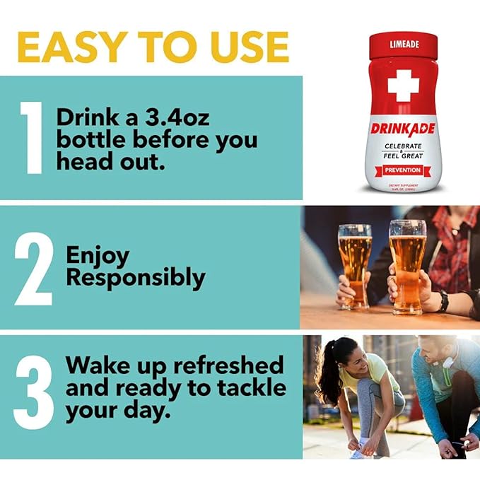 DrinkAde Boost – The Day After Drink Immunity &amp Energy Support Hydration &amp Recovery Drink with Caffeine Electrolytes B Vitamins &amp Green Tea Extract – Sugar Free 5 Calories Vegan Non-