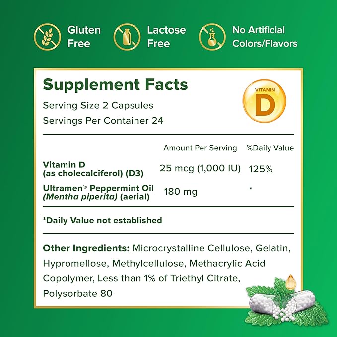 IBgard With Vitamin D Peppermint Oil Capsules Supports Immune and GI Health 48 Capsules (Amazon Exclusive)
