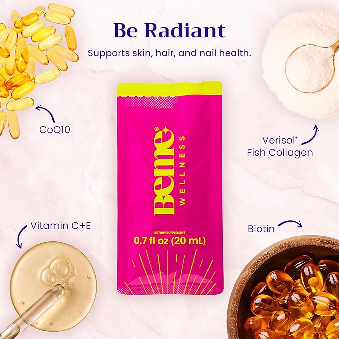 BeMe BeRadiant Berry &amp BeZen Bundle - Liquid Collagen &amp Magnesium Glycinate L-Theanine Supplements