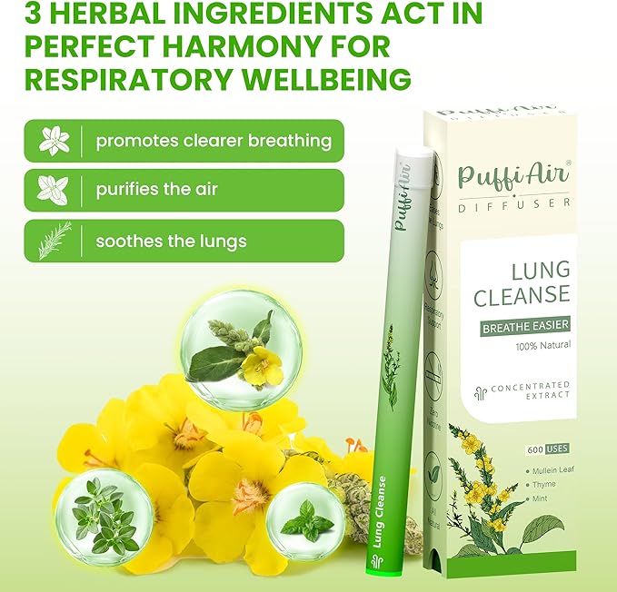Herbal Diffuser Trio Lung Cleanse Sleep and Relax Diffuser with Extract of Mullein Melatonin and and Chamomile 100% Natural Swap Wellness De-Stress Trio 600 Uses Each