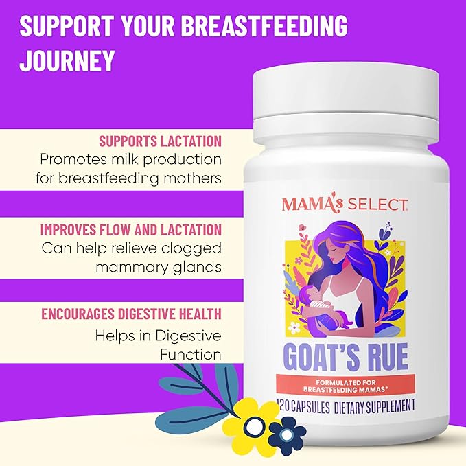 Mama's Select Organic Goat’s Rue Capsules for Breast Milk Production – Non-GMO Vegan Gluten- Free Lactation Support Supplement – Safe &amp Effective for Nursing Moms – Third-Party Tested