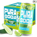 PuraSoda® Cucumber &amp Lime | 65 Calories &amp 13g Pure Cane Sugar per Can | Non-GMO Vegan | Made with Pure Cane Sugar Clean &amp Refreshing | 10 fl oz (300ml) Cans Pack of 24