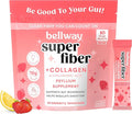 Bellway Super Fiber Packets + Collagen Sugar-Free Psyllium Husk Powder with Collagen Peptides &amp Hyaluronic Acid for Gut Health Healthy Skin Nails Bones &amp Joints Strawberry Lemonade (10 Pa