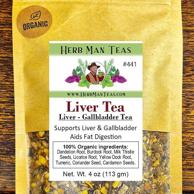 LIVER TEA – Thin Bile &amp Activate Liver Function – Gallbladder Support &amp Natural Fat Digestion – Organic Loose Leaf – by Master Herbalist Khabir | Dandelion Root Milk Thistle Seed &amp Turmer