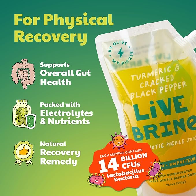 Olive My Pickle Probiotic Pickle Juice - 58.5 Ounces | 3 Pack of LiveBrine Turmeric &amp Cracked Black Pepper Pickle Juice with Natural Probiotics and Digestive Enzymes for Gut Health - 39 Pickle Sho