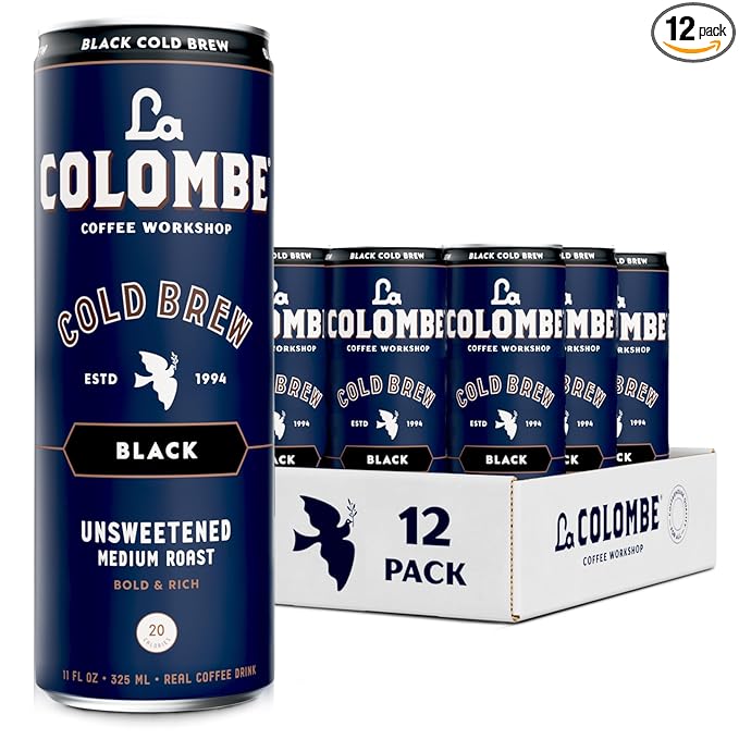 La Colombe Coffee Cold Brew Black Unsweetened 11 fl oz Cans (Pack of 12) Coffeehouse Quality Natural Sweetness Specialty Grade Coffee Beans Ready-to-Drink On-the-Go