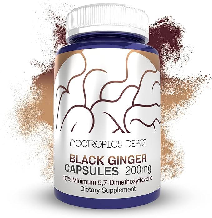 Nootropics Depot Black Ginger Extract Capsules | 10% 57-dimethoxyflavone | 180 Count