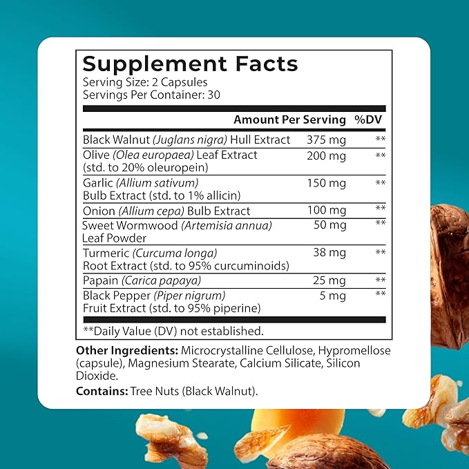 PUREHEALTH RESEARCH Parabroom - Gut Cleanse &amp Health Supplement - with Black Walnut Sweet Wormwood Powder Turmeric Extract Olive Leaf Garlic &amp Onion - Digestive Support for Women &amp Men