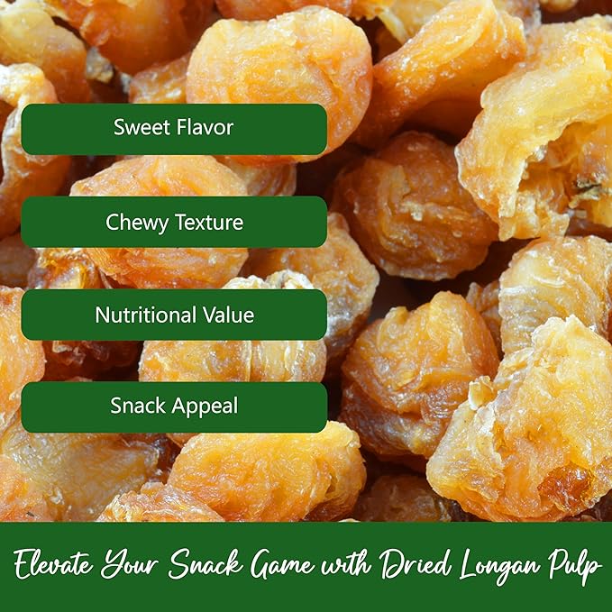 NPG Dried Longan Pulp 16 Oz Meat Fruit Gui Yuan Lung Gan No Additives Edible Perfect for Teas Snacks Desserts Cooking Premium Quality Dragon Eye