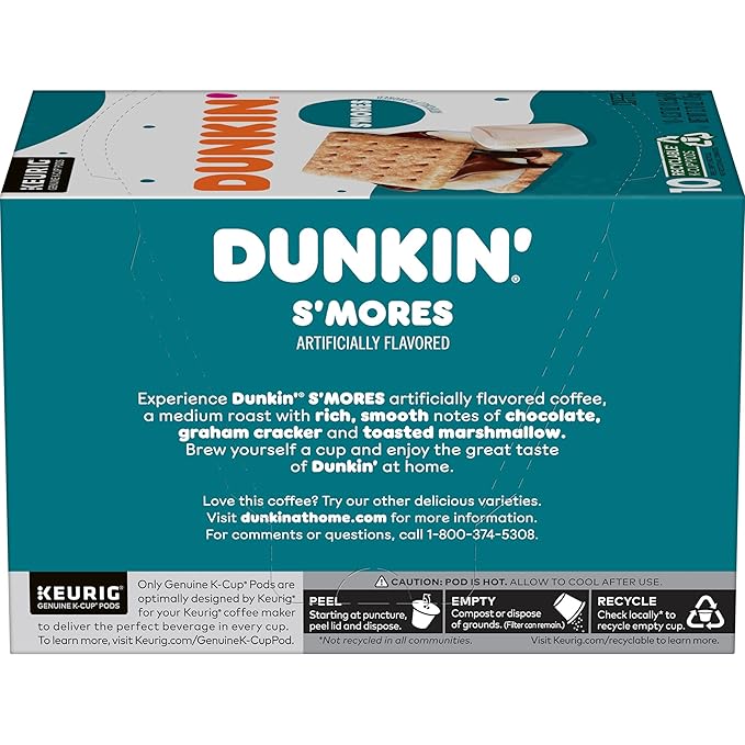 Dunkin’ Medium Roast S’mores Flavored Coffee 60 Keurig K-Cup Pods
