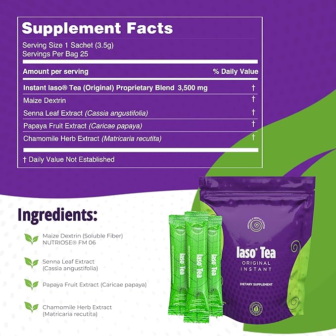 Iaso Instant Tea (Original) - Convenient Tea for a Balanced Lifestyle Gentle &amp Refreshing 25 Sachets (1 Pack)