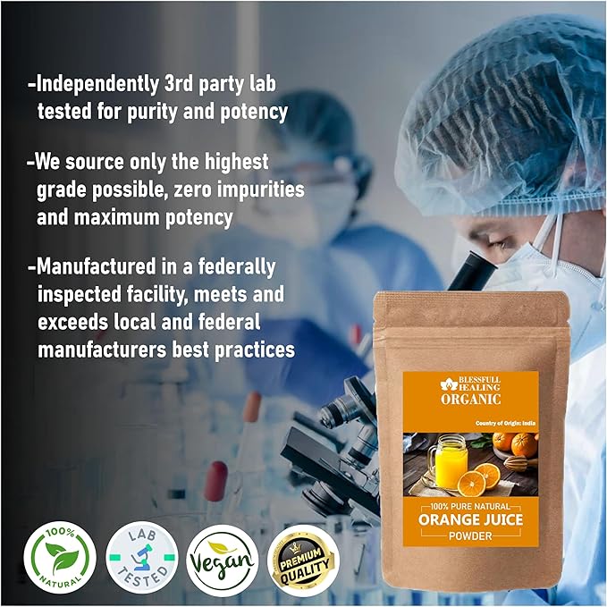Blessfull Healing Organic Orange Juice Powder 100% Pure Natural 100 Gram / 3.52 oz