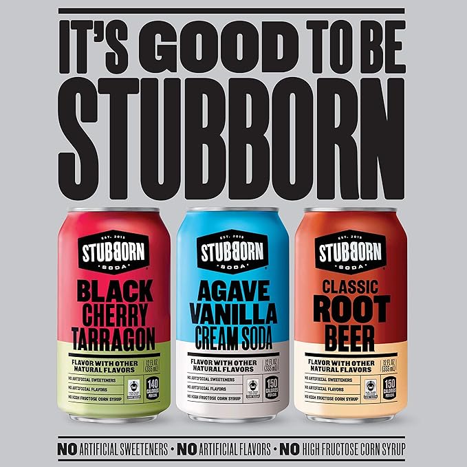 STUBBORN SODA 3 Flavor Variety Pack 12oz Cans (Two packs of 12)