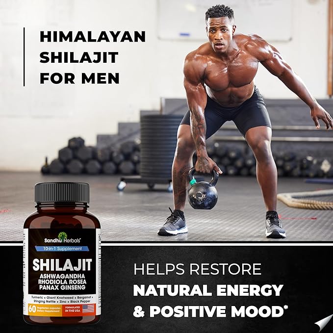 SANDHUHERBALS Shilajit Capsules for Men &amp Women | Pure Himalayan Blend with Ashwagandha | High Potency and Energy Supplement | 2 Months Supply | for Extra Power and Stamina | Combo with Sea Moss