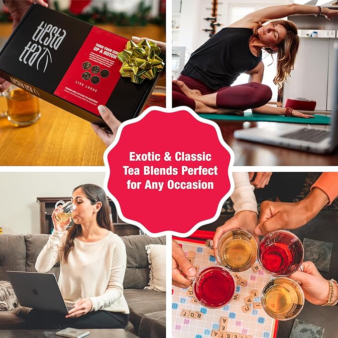 Tiesta Tea - Black Loose Leaf Tea Gift Set High Caffeinated Assorted Blends 5 Pouches for Hot &amp Iced Brews Variety Pack English Breakfast Earl Grey Chai &amp Passion Fruit