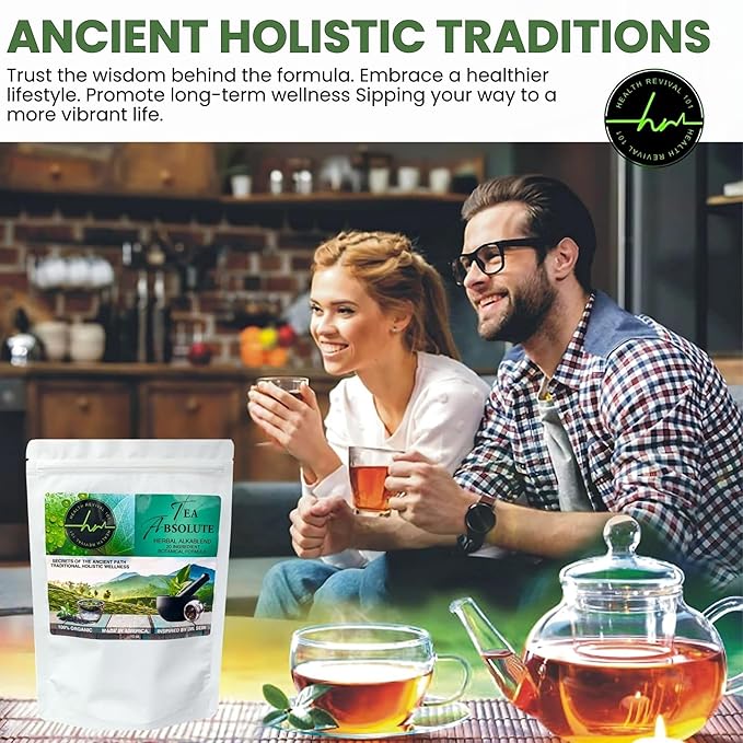 Tea Absolute AlkaBlend – Organic Alkaline Herbal Tea | 20-Herb Loose Leaf Botanical Blend | Caffeine-Free Vegan Non-GMO | Daily Wellness Tea Ritual
