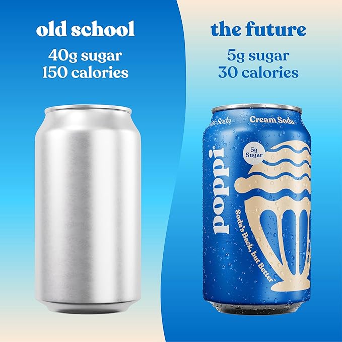 Poppi Sparkling Prebiotic Soda Beverage with Apple Cider Vinegar Seltzer Water and Fruit Juice Cream Soda Flavor 12 Fl Oz Pack of 12 Packaging May Vary