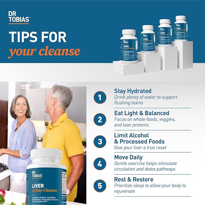 Dr. Tobias Liver 21 Day Cleanse Herbal Liver Detox Cleanse with Milk Thistle Dandelion Root &amp Artichoke Extract Supports Liver Health &amp Digestion 63 Vegetarian Capsules (63 Count (Pack of