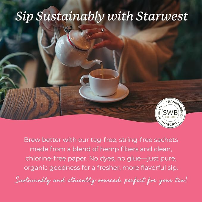 Starwest Botanicals Organic Peppermint Leaf Tea - Caffeine Free Herbal Tea Supports Digestion USDA Organic Peppermint Leaf String Free Sachets Non GMO - Bulk Pack 100 Tea Bags