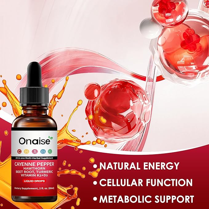 Cayenne Pepper Drops2 Pack Cayenne Supplement with Hawthorn Berry Vitamin D3 K2 Beet Root Powder Ceylon Cinnamon Turmeric Curcumin Organic Panax Ginseng Berberine Extract