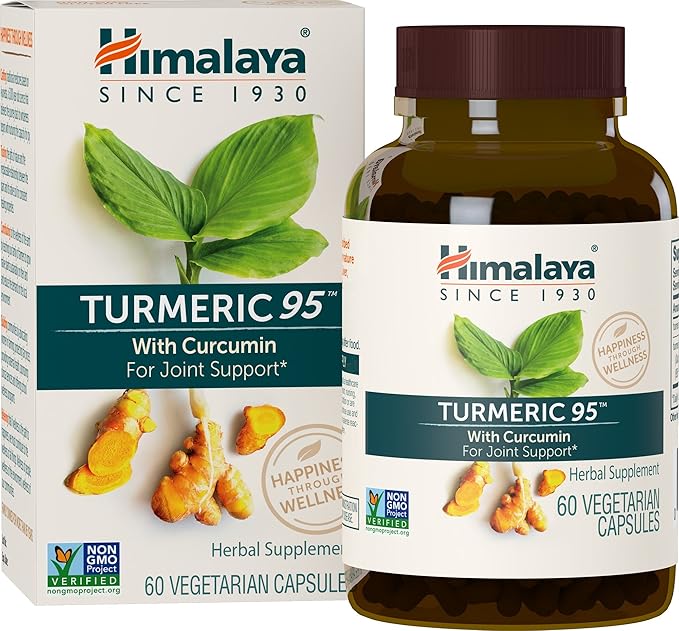 Himalaya Turmeric 95 Supplement with Curcumin/Curcuminoids Joint and Muscle Support Optimum Flexibility and Mobility 600 mg Non-GMO Vegan Gluten Free 60 Capsules 2 Pack 60 Day Supply