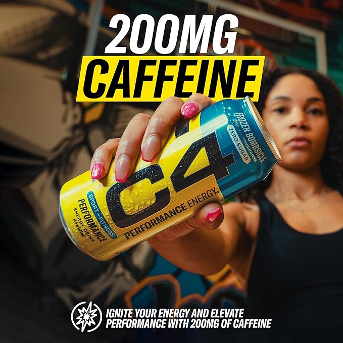 Cellucor C4 Energy Carbonated Zero Sugar Energy Drink Pre Workout Drink + Beta Alanine Sour Gummy Splash 16 Fl Oz (Pack of 12)