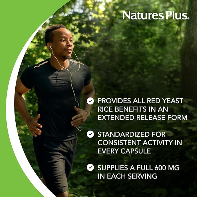 NaturesPlus Herbal Actives Red Yeast Rice Extended Release 600 mg - 60 Tablets Pack of 3 - Supports General Well-Being - Vegetarian Gluten Free - 180 Total Servings