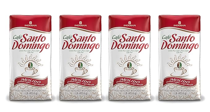 Café Santo Domingo 16 oz Bag Ground Coffee Medium Roast (Pack of 4) + Café Santo Domingo Coffee Mug 11 oz