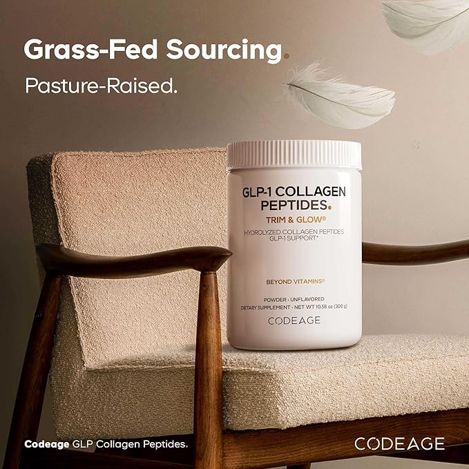 Codeage GLP-1 Collagen Powder Supplement - Nextida GC Collagen Peptides - GLP 1 Support - Hydrolyzed Grass-Fed Type I &amp III Unflavored - Non-GMO Gluten-Free Dairy-Free - 10.58 Oz