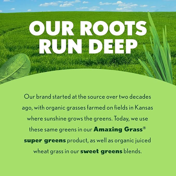 Amazing Grass Sweet Greens and Superfoods Powder for Digestive Health Greens Powder Digestive Enzymes Probiotics Spirulina Chlorella Tropical Lime 30 Servings