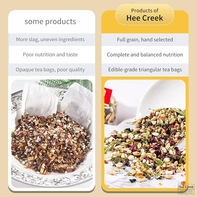 Hee Creek Red Bean Coix Seed Poria Tea Bags 450g(5g*90 bags) Chinese Herbal Tea for Dampness Clearing Jobs Tears Poria Cocos Gorgon Adzuki Bean Honeysuckle Light Bamboo Leaf 红豆薏米茶 祛湿 去湿茶