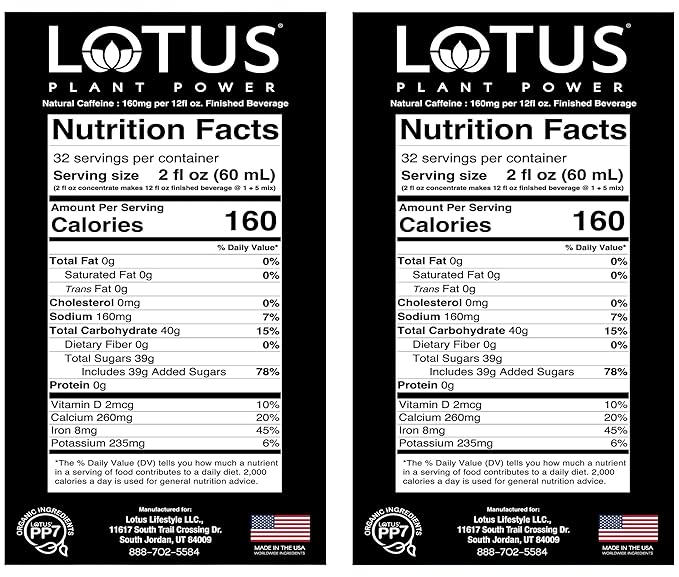 Lotus Energy Drink Concentrate 64 fl oz (White &amp Blue) Pack of 2