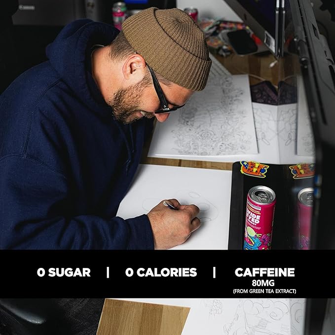 Collective Arts Wide Eyed Energy Drinks | Naturally-Flavored Caffeinated Vitaminized Sparkling Beverage With Fruit Extracts | Raspberry Lime MAX | Pack of 12 | 12 fl oz.(355ml)
