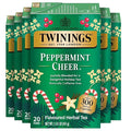 Twinings Peppermint Cheer Herbal Tea Individually Wrapped Bags 20 Count (Pack of 6) Peppermint &amp Creamy Vanilla Naturally Caffeine-Free Enjoy Hot or Iced 120 Teabags