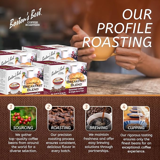 Boston’s Best - Smooth Light-Roast Breakfast Blend Delicious Gourmet Coffee Compatible with Keurig Coffee Maker - 144 Count (Pack of 1)