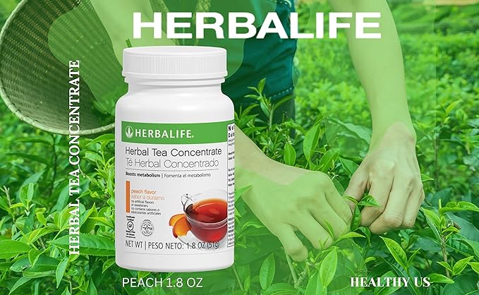 Herbalife Herbal Tea Concentrate: Peach 1.8 Oz. (51g) Gluten Free Naturally Flavored No Artificial Sweetener