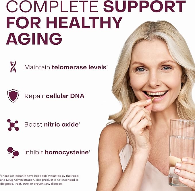 Healthycell Telomere Length Supplement - Anti-Aging Telomere Lengthening Supplements with Phytonutrients &amp Vitamins for Cellular Health - AC-11 Astragalus &amp Resveratrol - 30 Capsules