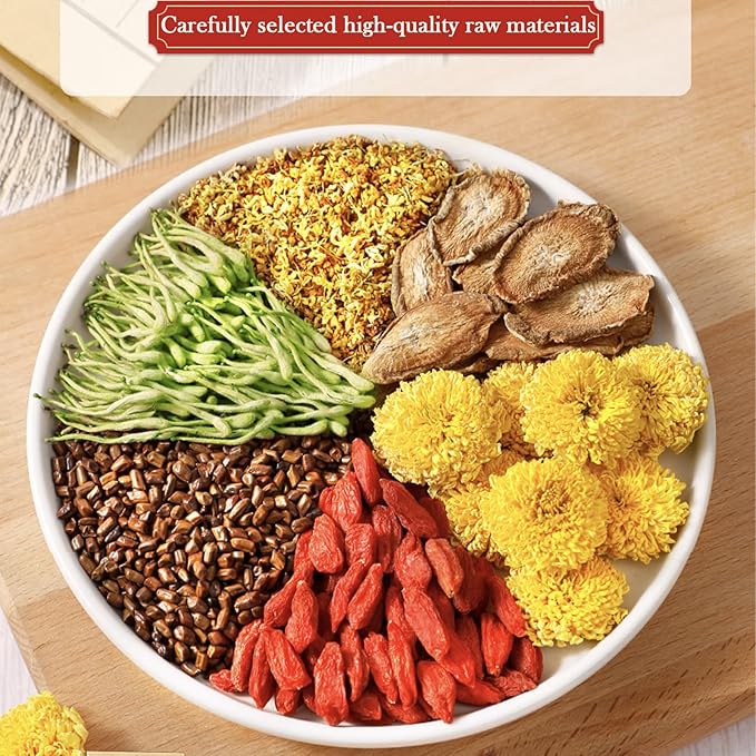 Chrysanthemum Cassia Seed Liver Tea Formula Six Ingredients Daily Liver Care Tea Burdock Wolfberry Honeysuckle Osmanthus Chinese Herbal Tea 养肝茶 菊花 决明子茶 10.6oz/300g(150g*2)