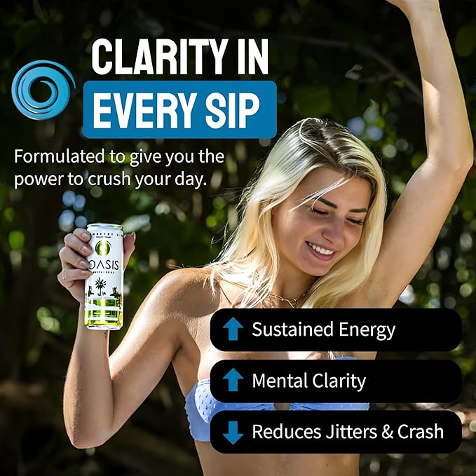 Oasis Energy Drink - (12 Pack) Smooth Clean Energy with Focus-Boosting Nootropics Zero Sugar Low-Calorie Vegan Gluten-Free Juicy Fruity Flavor Perfect for Work &amp Daily Workouts (12 - Pack S